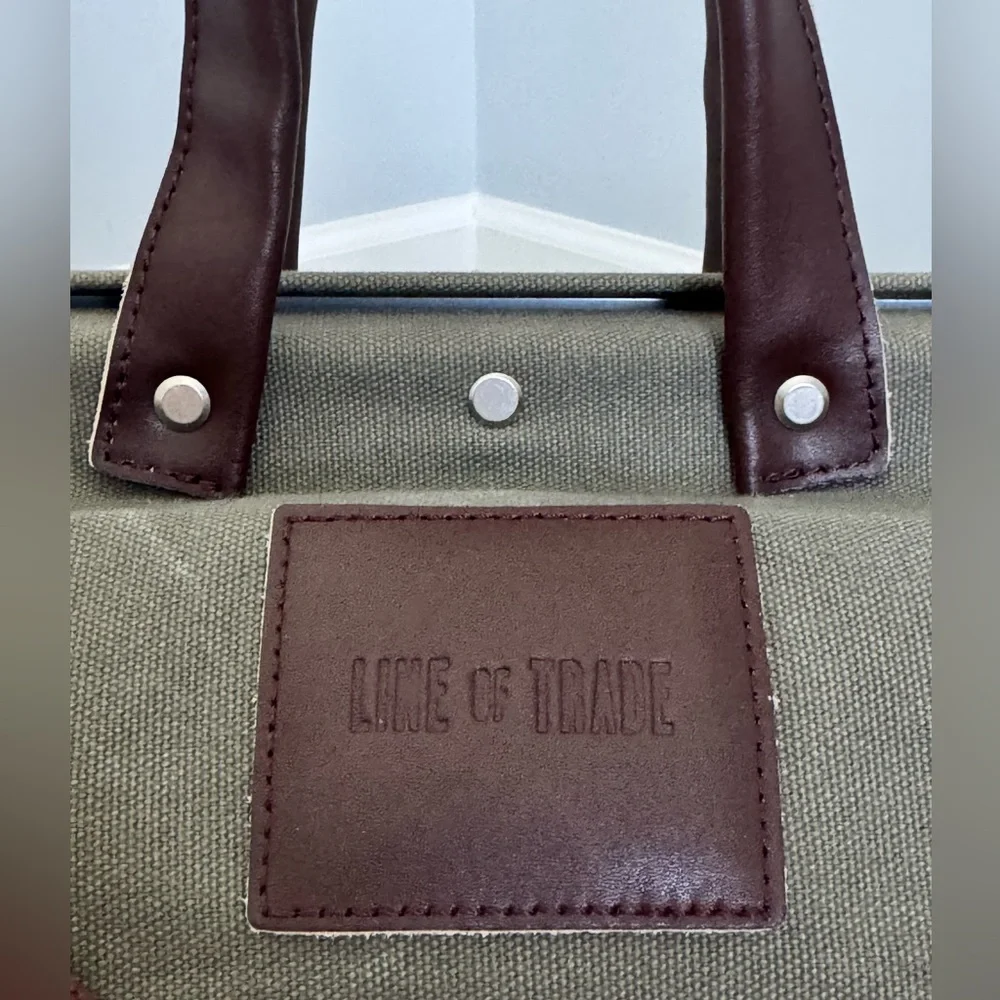 Line of Trade Green Canvas Duffel Weekender Bag with Brown Leather Accents